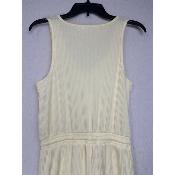 Yellow Jumpsuit Women’s Sz M Stretch Drawstring Waist Sleeveless Beach Cruise - Picture 6 of 14